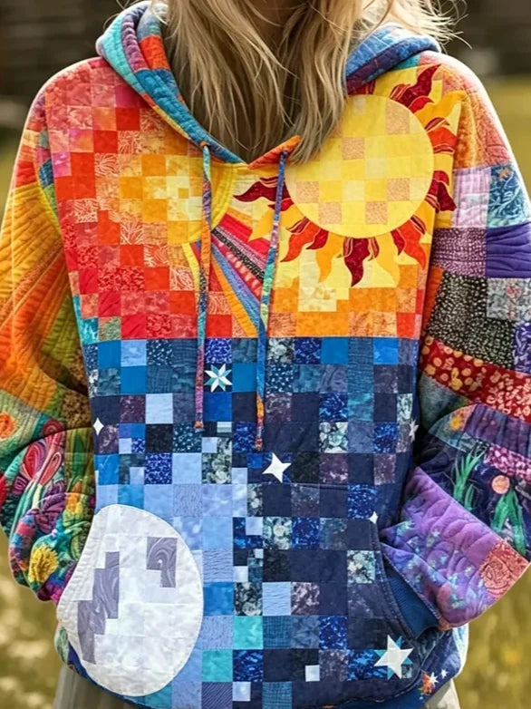 Vintage Geometric Hoodie Long Sleeve Hoodie