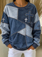 Casual Geometric Crew Neck Long Sleeve Sweatshirt