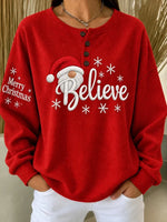 Casual Text Letters Henley Collar Long Sleeve Sweatshirt