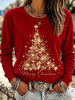 Casual Christmas Crew Neck Long Sleeve T-shirt