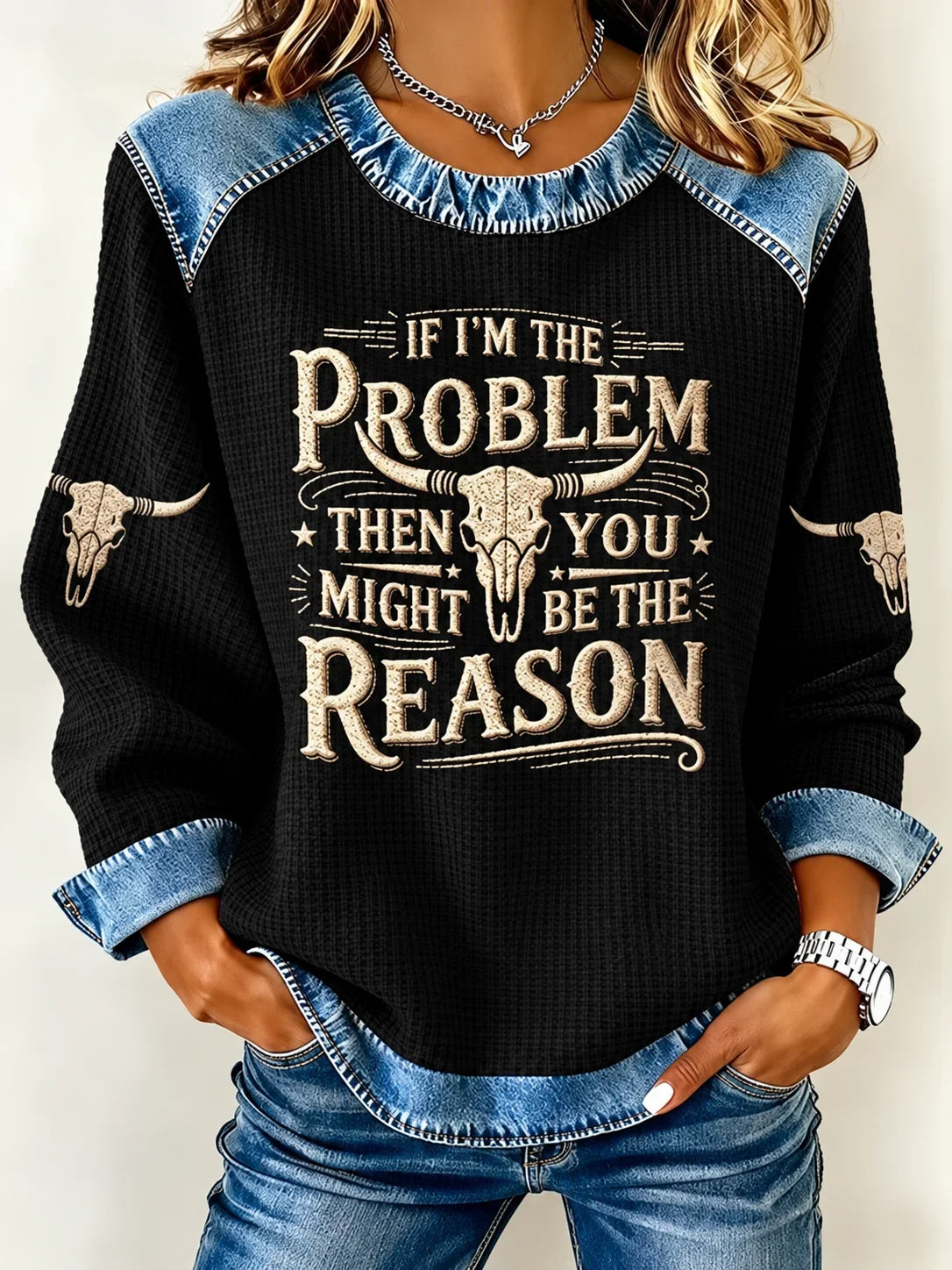 Vintage Text Letters Crew Neck Long Sleeve Sweatshirt
