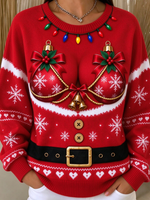 Humor Santa Claus Crew Neck Long Sleeve Sweatshirt