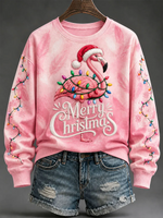 Vintage Flamingo Crew Neck Long Sleeve Sweatshirt