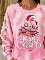 Vintage Flamingo Crew Neck Long Sleeve Sweatshirt