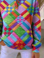 Vintage Casual Abstract Henley Collar Long Sleeve Sweatshirt