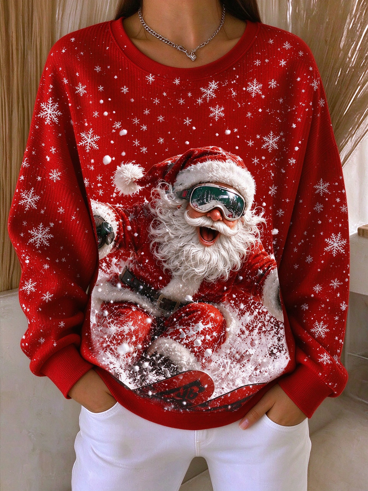 Casual Santa Claus Crew Neck Long Sleeve Sweatshirt