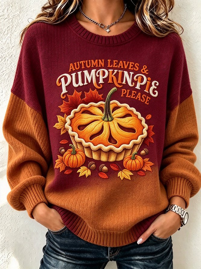 Women's Casual Thanksgiving Pumpkin Pie Sweatshirt