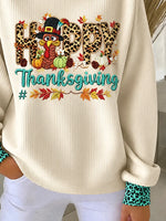 Crew Neck Printing Thanksgiving Day Casual Sweatshirt