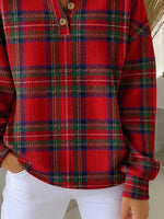 Vintage Regular Fit Casual Henley Collar Sweatshirt