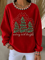 Casual Plaid Crew Neck Long Sleeve Sweatshirt