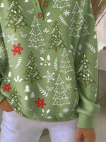 Vintage Christmas Henley Collar Long Sleeve Sweatshirt
