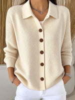 Women Cotton Plain Long Sleeve Comfy Casual Cardigan