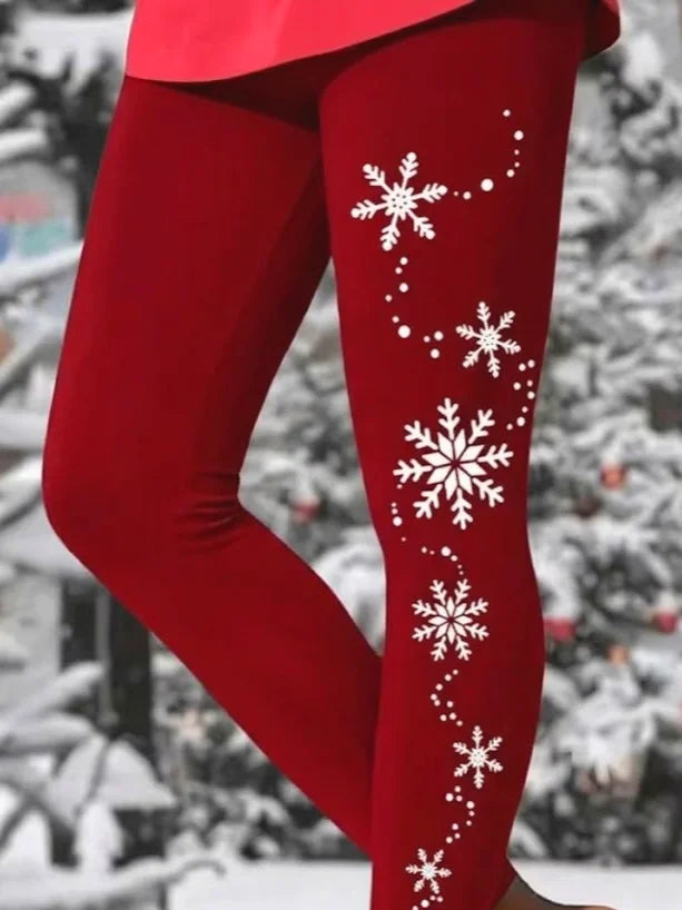Women Christmas Casual All Season Printing Long Leggings