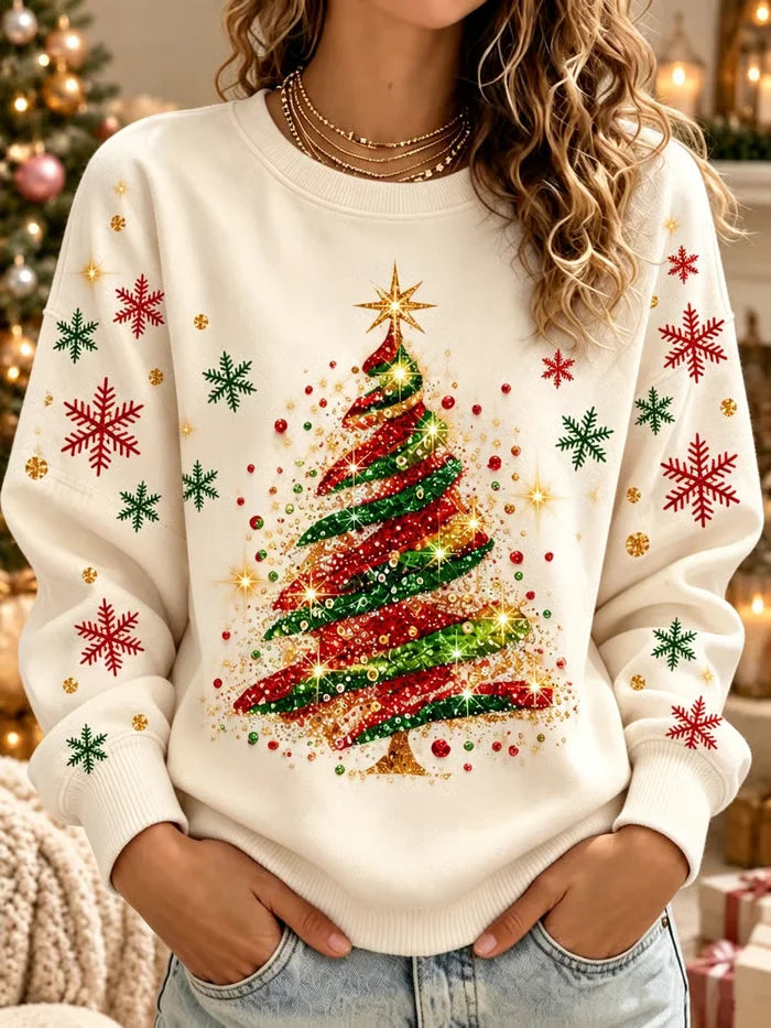 Vintage Casual Christmas Crew Neck Long Sleeve Sweatshirt