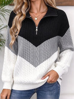 Casual Geometric Shawl Collar Long Sleeve Sweatshirt