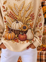 Casual Sunflower Crew Neck Long Sleeve Sweatshirt