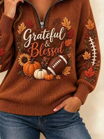 Casual Sunflower Stand Collar Long Sleeve Sweatshirt