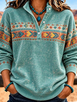 Vintage Ethnic Stand Collar Long Sleeve Sweatshirt