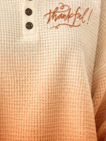 Casual Ombre Henley Collar Long Sleeve Sweatshirt