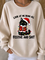 Casual Text Letters Crew Neck Long Sleeve Sweatshirt