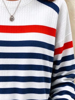 Casual Striped Crew Neck Long Sleeve Sweatshirt