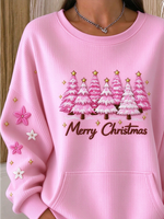 Christmas Casual Solid Crew Neck Sweatshirt