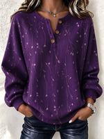 Vintage Floral Henley Collar Long Sleeve Sweatshirt