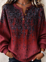 Vintage Abstract Henley Collar Long Sleeve Sweatshirt