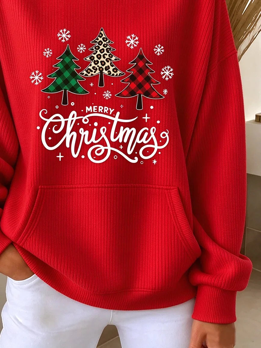 Casual Christmas Crew Neck Long Sleeve Sweatshirt
