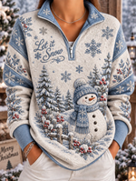 Women Christmas Snowman Art Printed Casual Sweatshirt