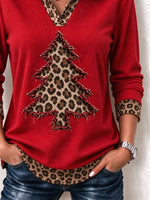 Vintage Leopard Shawl Collar Long Sleeve Sweatshirt