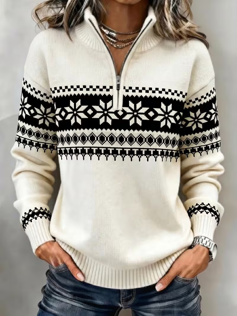Casual Abstract Shawl Collar Long Sleeve Sweatshirt