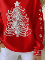 Women Christmas Crew Neck Printing Casual Long Sleeve Sweatshirt