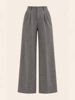 Grey Speckled Pleated High Waist Wide Leg Trousers