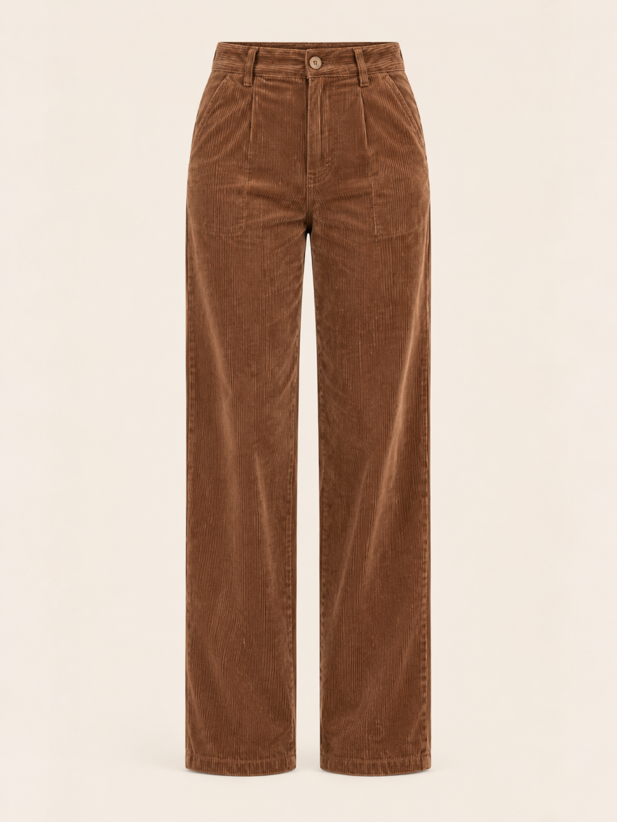 Brown Corduroy High Waist Wide Leg Pants
