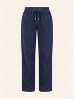 Navy Drawstring Elastic Waist Straight Leg Pants