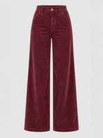 Burgundy Corduroy High Waist Wide Leg Pants