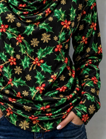 Women Christmas Vintage Blouse Halter Neck Long Sleeve Top