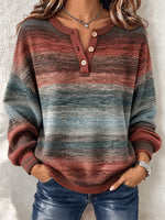 Casual Abstract Henley Collar Long Sleeve Sweatshirt