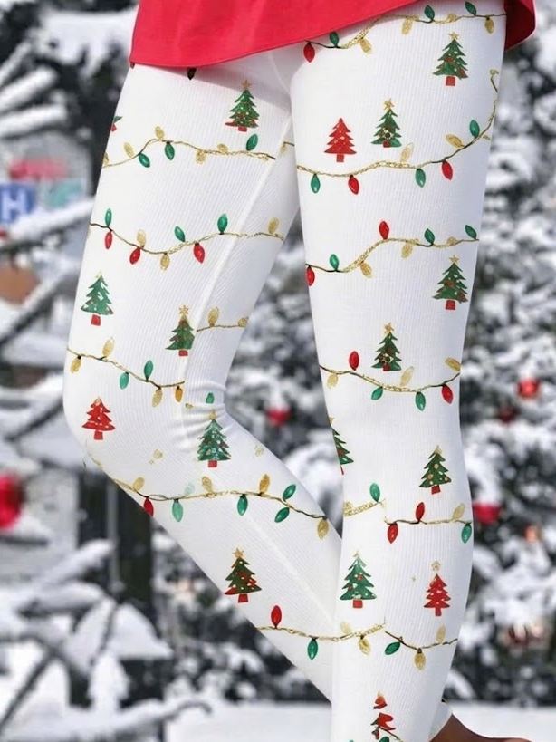 Women Christmas Casual All Season Printing Long Leggings
