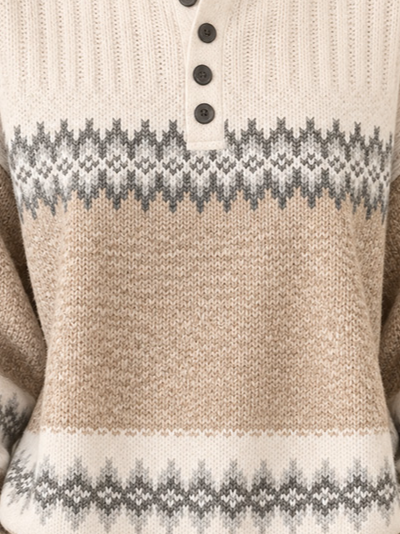 Casual Classic Simple Henley Collar Geometric Sweatshirt