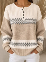 Casual Classic Simple Henley Collar Geometric Sweatshirt