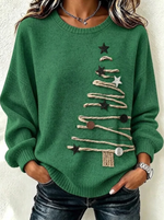 Women Creative Christmas Crew Neck Printing Casual Long Sleeve Sweatshirt