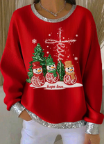 Women Elegant Art Christmas Snowman Casual Sweatshirt
