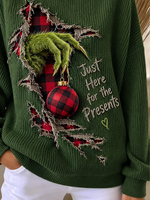 Casual Christmas Crew Neck Long Sleeve Sweatshirt