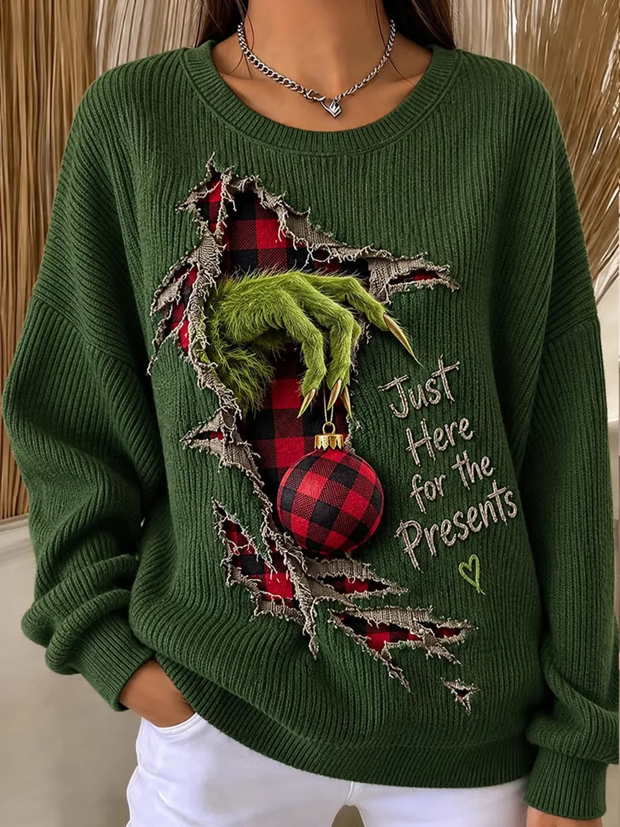 Casual Christmas Crew Neck Long Sleeve Sweatshirt