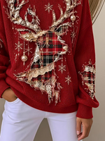 Casual Christmas Crew Neck Long Sleeve Sweatshirt