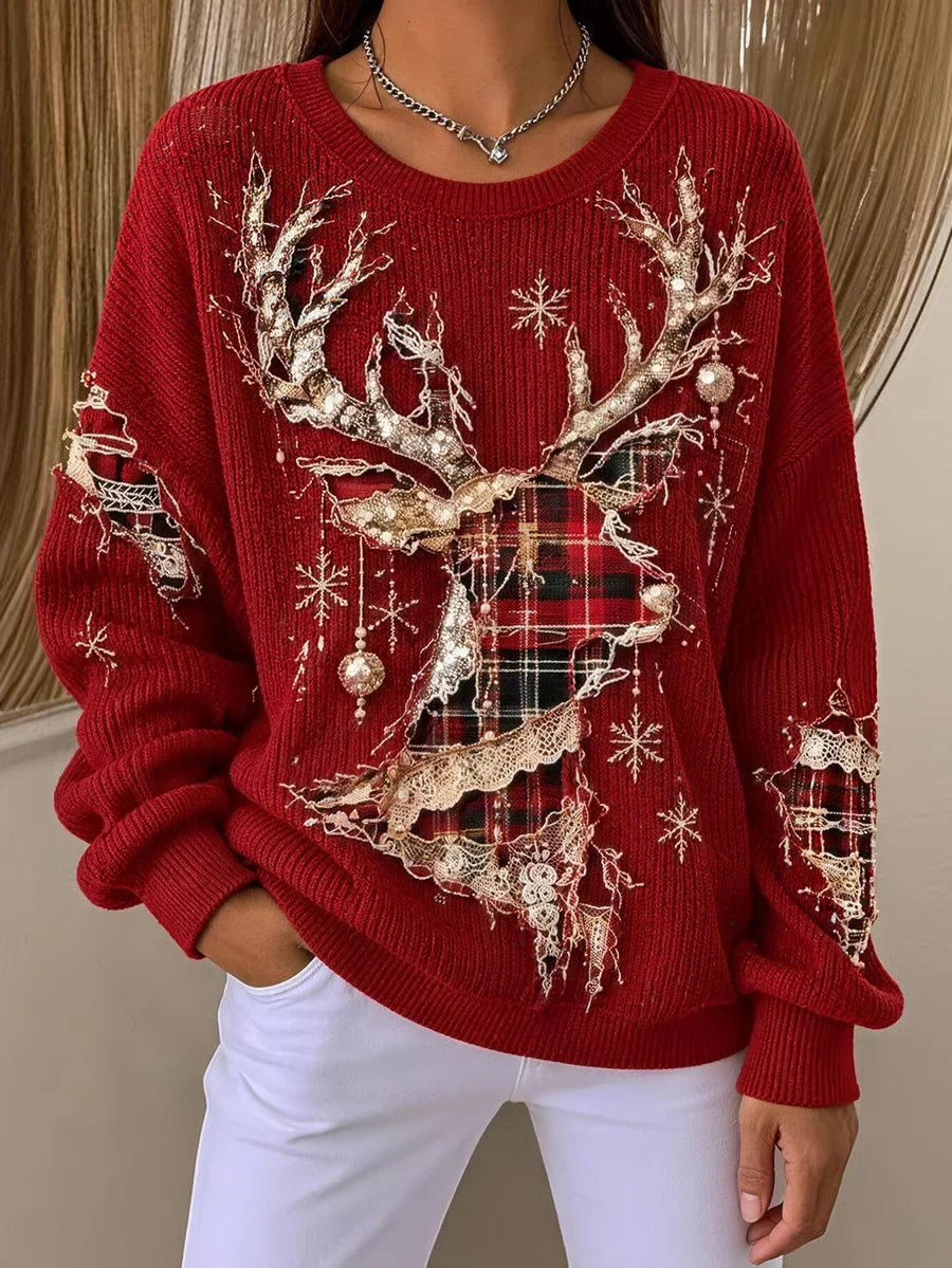 Casual Christmas Crew Neck Long Sleeve Sweatshirt