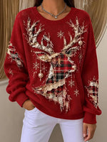 Casual Christmas Crew Neck Long Sleeve Sweatshirt