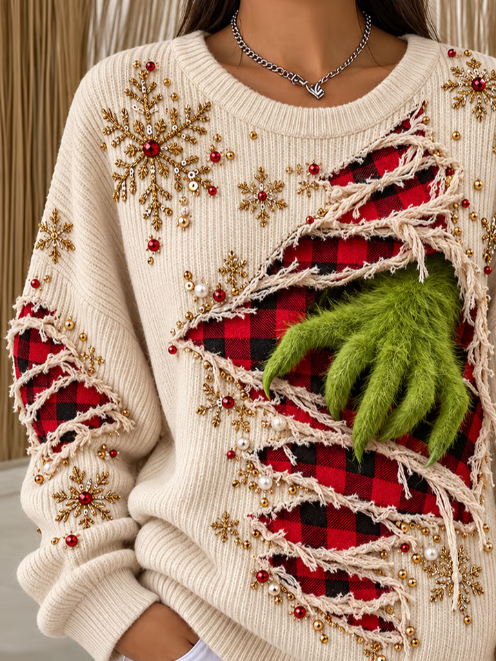 Casual Christmas Crew Neck Long Sleeve Sweatshirt